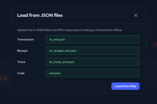 Loading the malicious transaction into Apollo