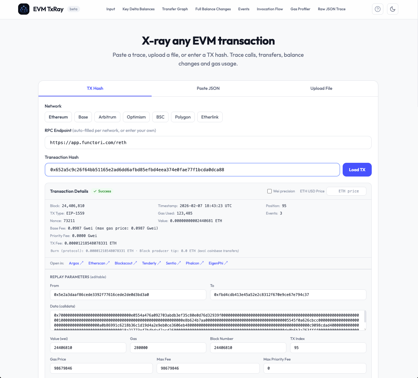 EVM TXRay screenshot